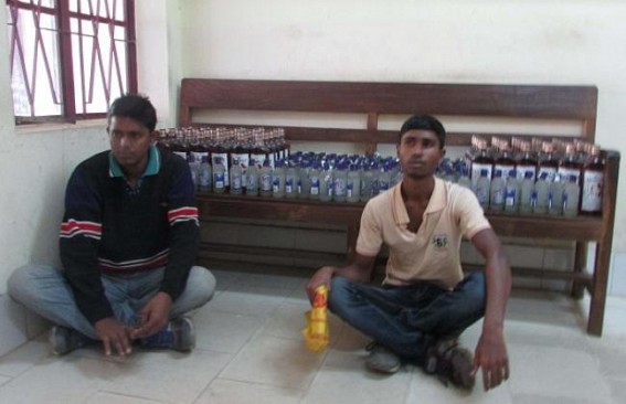 Police seized foreign liquors: Detained two youths: Liquors being taken from Kailasahar Police seized foreign liquors: Detained two youths: Liquors being taken from Kailasahar